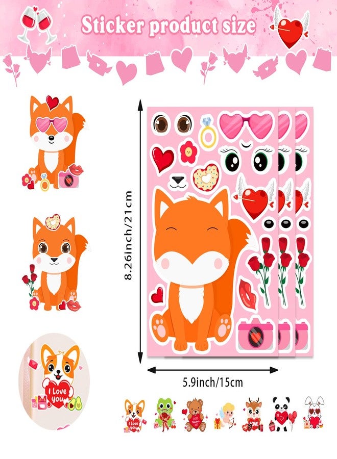 Actilize 24 Sheets Valentine's Day Make a Face Stickers, 8 Designs DIY Animal Stickers Classroom Crafts, Valentines Day Gifts for Toddlers, Party Favors Supplies - Image 3